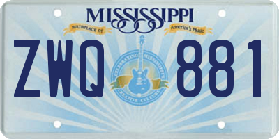 MS license plate ZWQ881