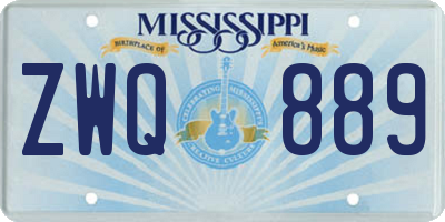MS license plate ZWQ889