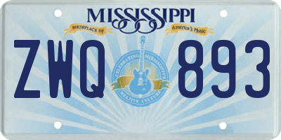 MS license plate ZWQ893