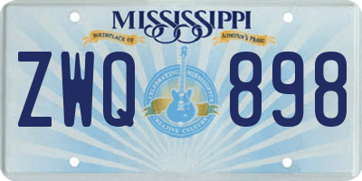 MS license plate ZWQ898