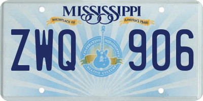 MS license plate ZWQ906