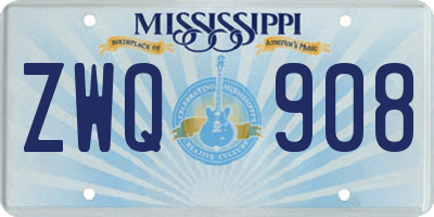 MS license plate ZWQ908