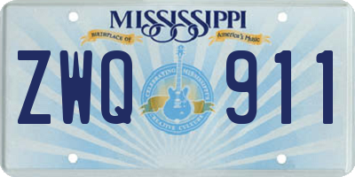 MS license plate ZWQ911