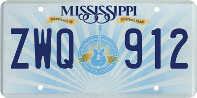 MS license plate ZWQ912