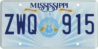 MS license plate ZWQ915