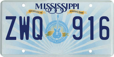 MS license plate ZWQ916