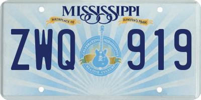 MS license plate ZWQ919
