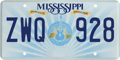 MS license plate ZWQ928