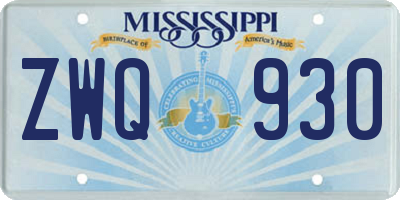 MS license plate ZWQ930