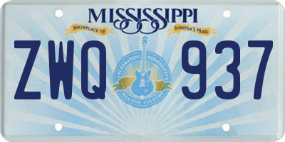 MS license plate ZWQ937