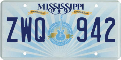 MS license plate ZWQ942