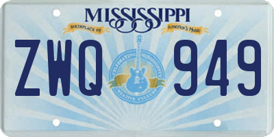 MS license plate ZWQ949