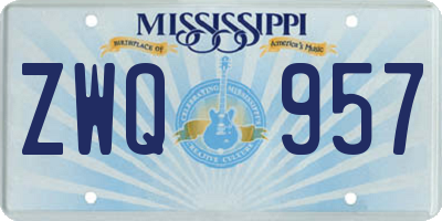 MS license plate ZWQ957