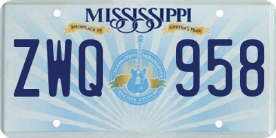 MS license plate ZWQ958