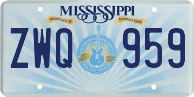 MS license plate ZWQ959