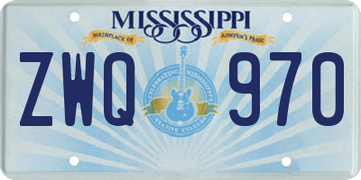 MS license plate ZWQ970