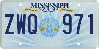MS license plate ZWQ971