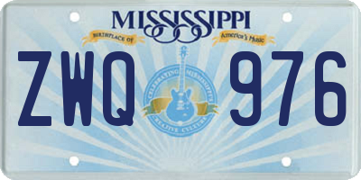 MS license plate ZWQ976