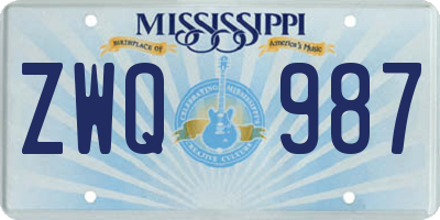 MS license plate ZWQ987