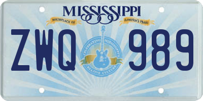 MS license plate ZWQ989