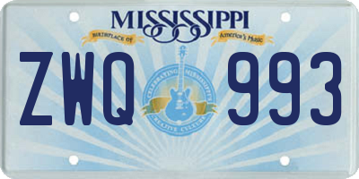 MS license plate ZWQ993