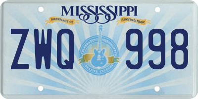 MS license plate ZWQ998