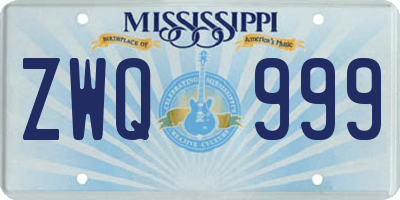 MS license plate ZWQ999