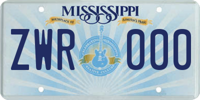 MS license plate ZWR000