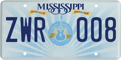 MS license plate ZWR008