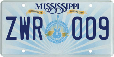 MS license plate ZWR009