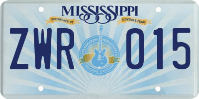 MS license plate ZWR015