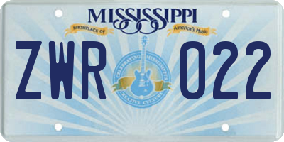 MS license plate ZWR022