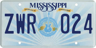 MS license plate ZWR024