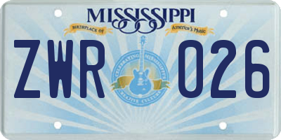 MS license plate ZWR026