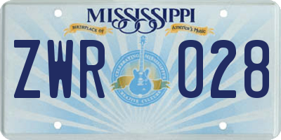 MS license plate ZWR028