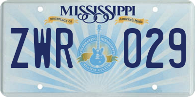 MS license plate ZWR029