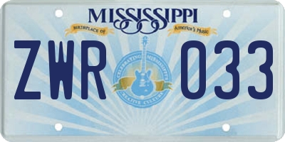 MS license plate ZWR033