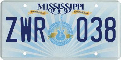 MS license plate ZWR038