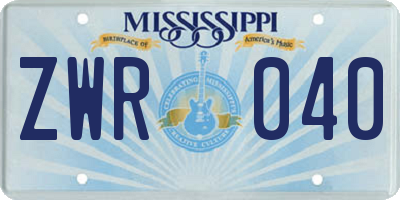 MS license plate ZWR040