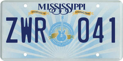 MS license plate ZWR041