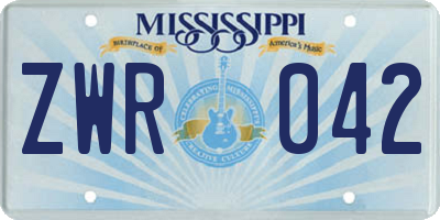 MS license plate ZWR042