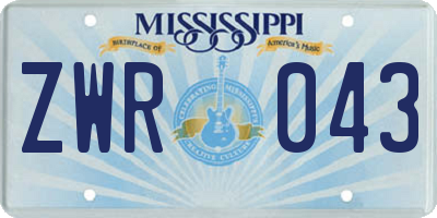 MS license plate ZWR043