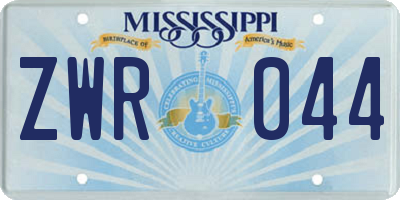 MS license plate ZWR044