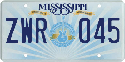 MS license plate ZWR045
