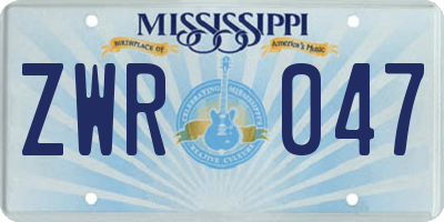 MS license plate ZWR047