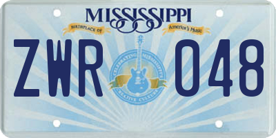 MS license plate ZWR048