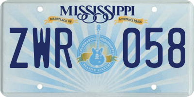 MS license plate ZWR058
