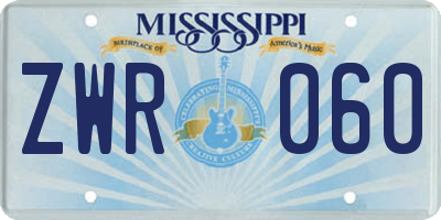 MS license plate ZWR060