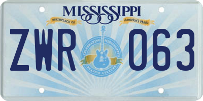 MS license plate ZWR063