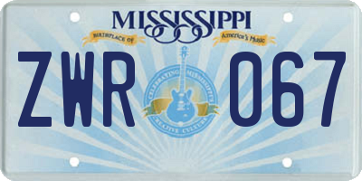 MS license plate ZWR067